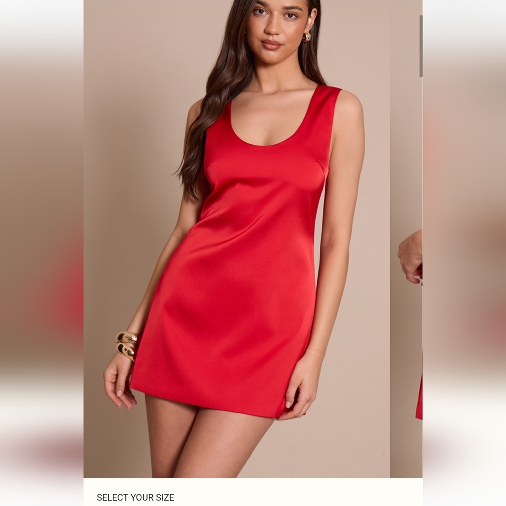PrettyLittleThing Red Scoop Neck Mini Dress